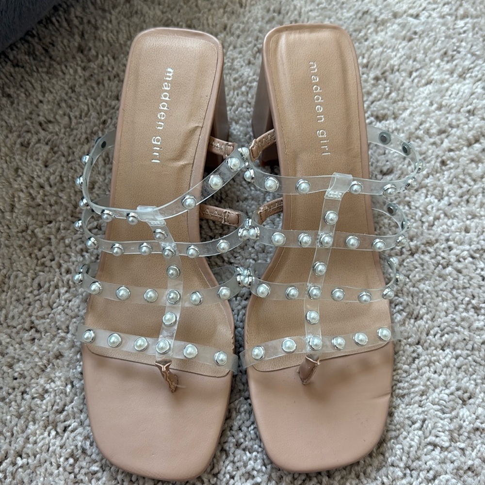 Madden Girl Pearl Studded Heeled Sandals